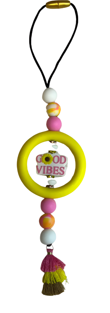Good Vibes Beaded Car Charm